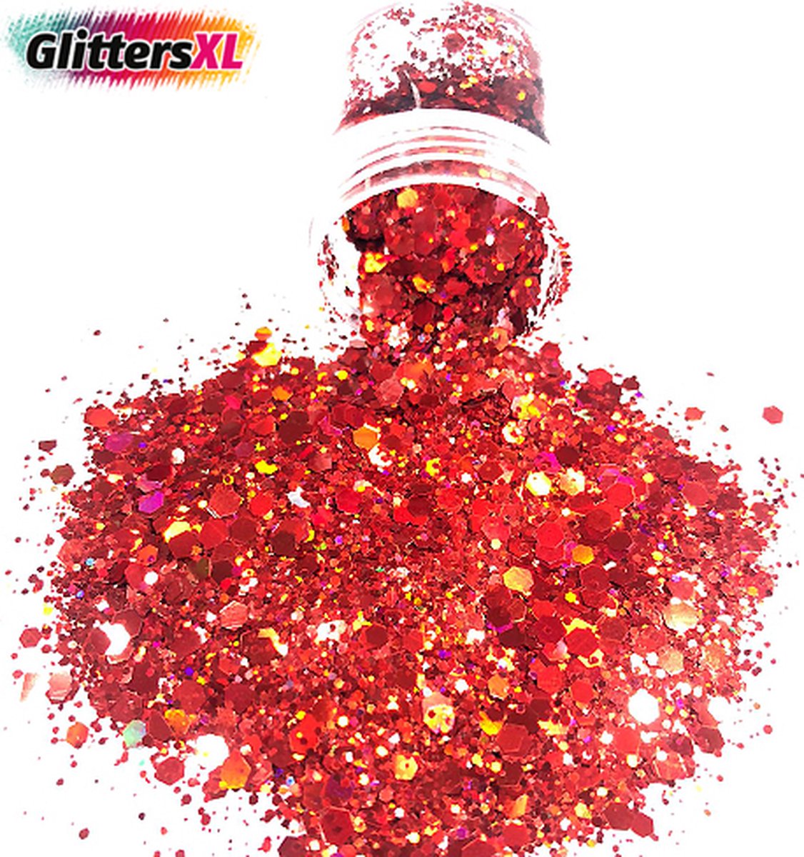 GlittersXL - Chunky Glitters (Rood) (Volume 8g) [Festival Makeup Gezicht Lichaam - Face Body Glitter - Biologisch afbreekbaar - Versiering Dames Volwassen Kinderen]